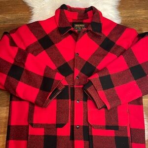 Woolrich Double Mackinaw Cruiser in Red and Black.  Size XL.  Excellent